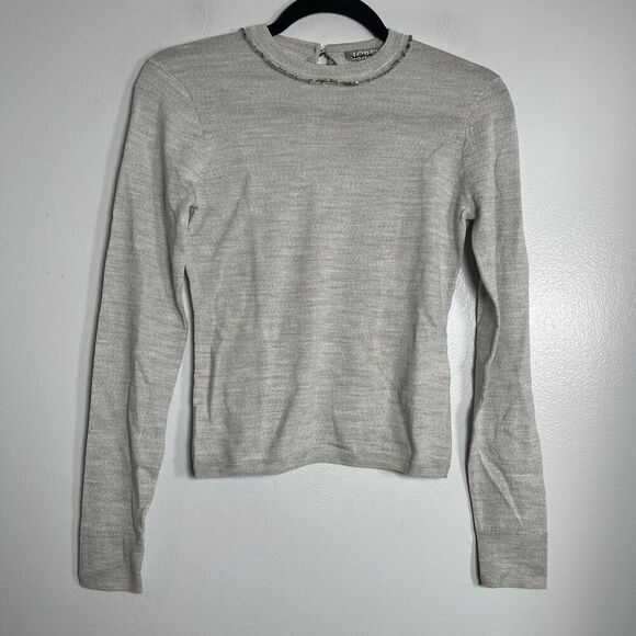 J.CREW Carolyn Embellished Fitted Sweater XS Gray NEW Sequin Merino Wool CE699 - Picture 2 of 11